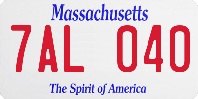 MA license plate 7AL040