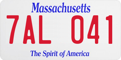 MA license plate 7AL041