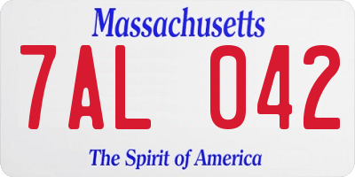 MA license plate 7AL042