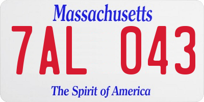 MA license plate 7AL043