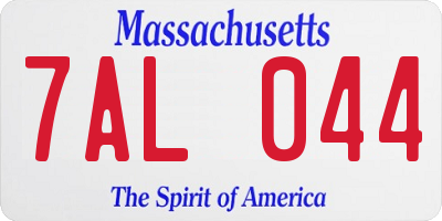 MA license plate 7AL044