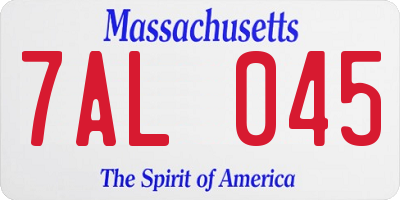 MA license plate 7AL045