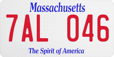 MA license plate 7AL046