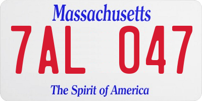 MA license plate 7AL047