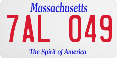 MA license plate 7AL049