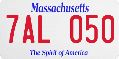 MA license plate 7AL050