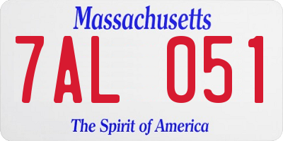 MA license plate 7AL051