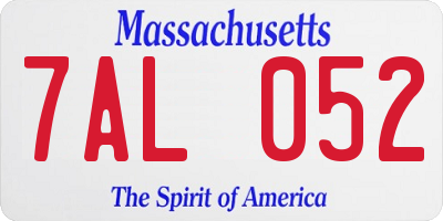 MA license plate 7AL052