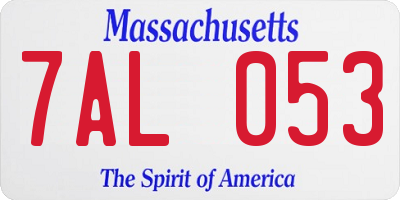MA license plate 7AL053