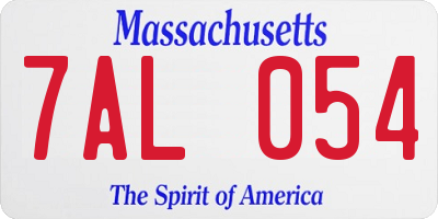 MA license plate 7AL054