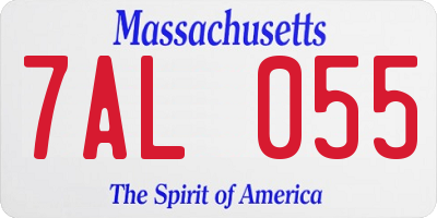 MA license plate 7AL055