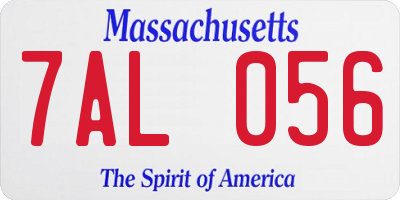 MA license plate 7AL056