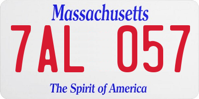 MA license plate 7AL057
