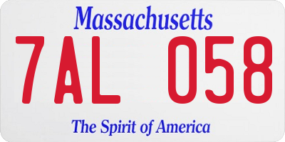 MA license plate 7AL058