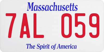 MA license plate 7AL059