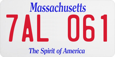 MA license plate 7AL061