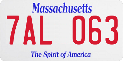 MA license plate 7AL063