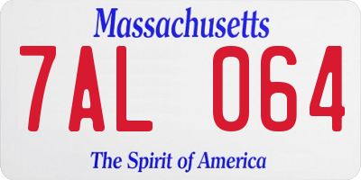 MA license plate 7AL064