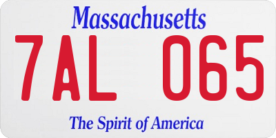 MA license plate 7AL065