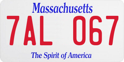 MA license plate 7AL067