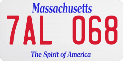 MA license plate 7AL068