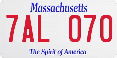 MA license plate 7AL070