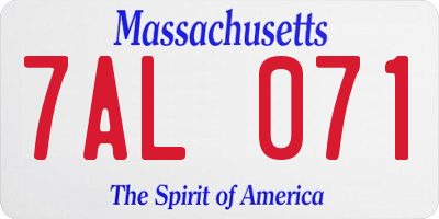 MA license plate 7AL071