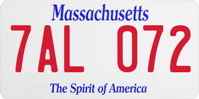 MA license plate 7AL072