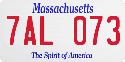 MA license plate 7AL073
