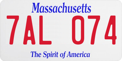 MA license plate 7AL074