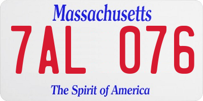 MA license plate 7AL076