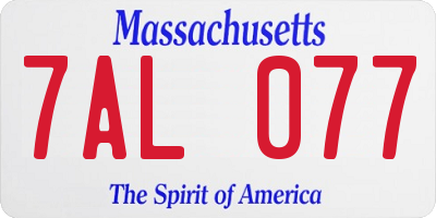 MA license plate 7AL077
