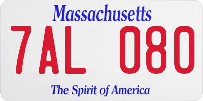 MA license plate 7AL080