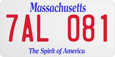 MA license plate 7AL081