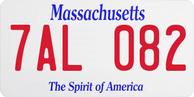 MA license plate 7AL082