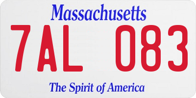 MA license plate 7AL083