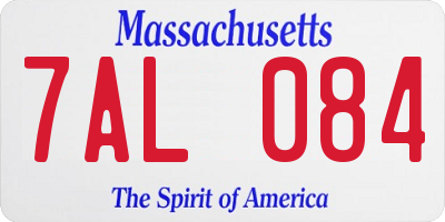 MA license plate 7AL084