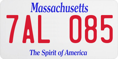 MA license plate 7AL085