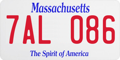 MA license plate 7AL086