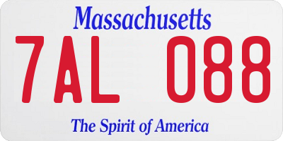 MA license plate 7AL088