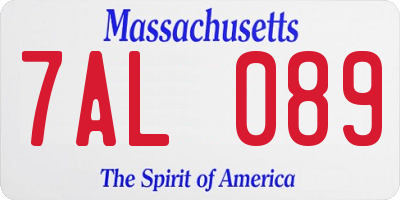 MA license plate 7AL089