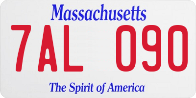 MA license plate 7AL090