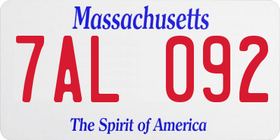 MA license plate 7AL092
