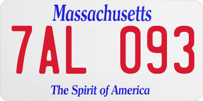 MA license plate 7AL093