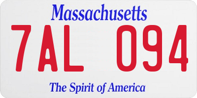 MA license plate 7AL094