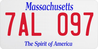 MA license plate 7AL097