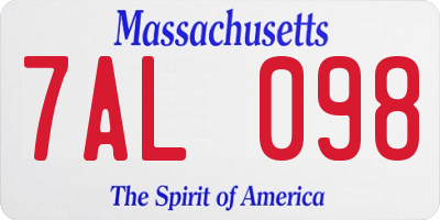 MA license plate 7AL098