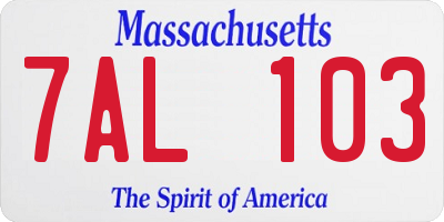 MA license plate 7AL103