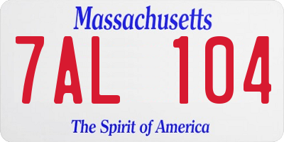 MA license plate 7AL104