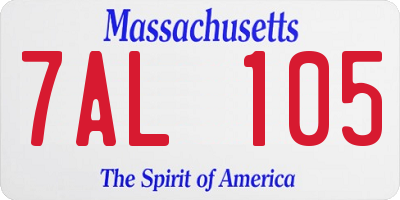 MA license plate 7AL105